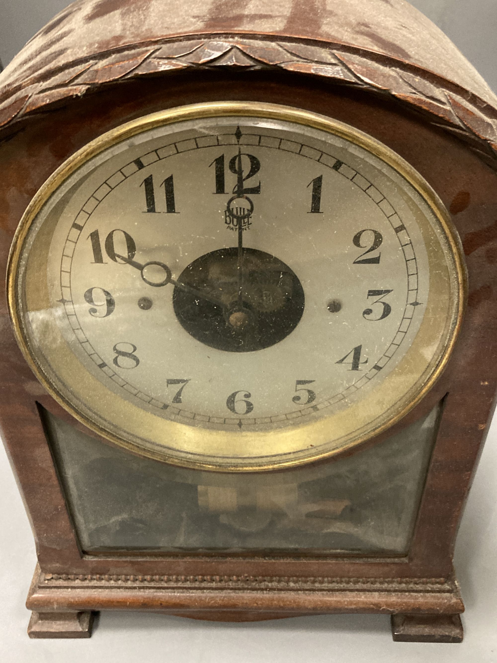 A Bulle mahogany electric mantel clock, height 32cm